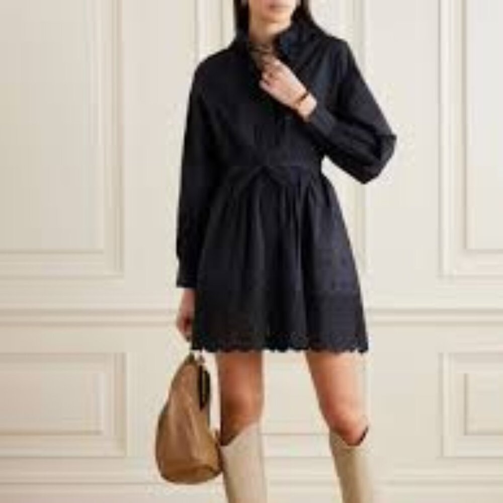 Ulla Johnson Gemma broderie anglaise cotton-poplin shirt dress Sz 6